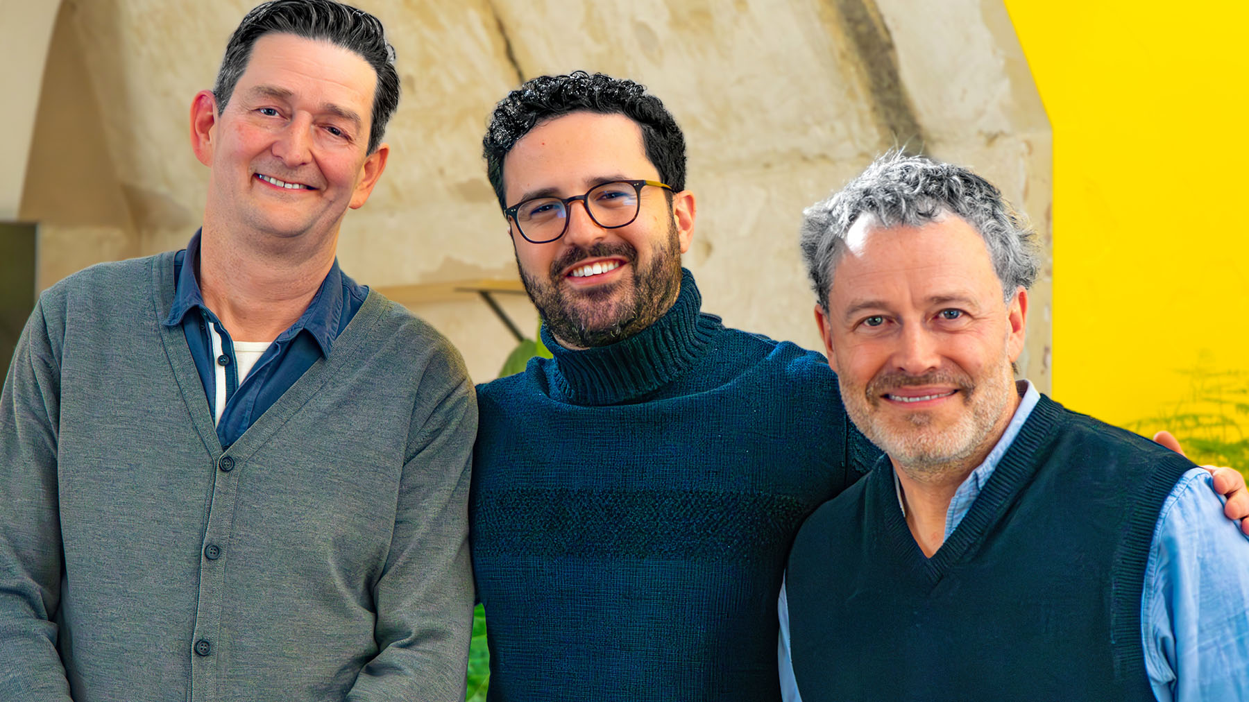 From left to right: Neil Ross Russell, Dimitri Theocharis and Simon Heppner