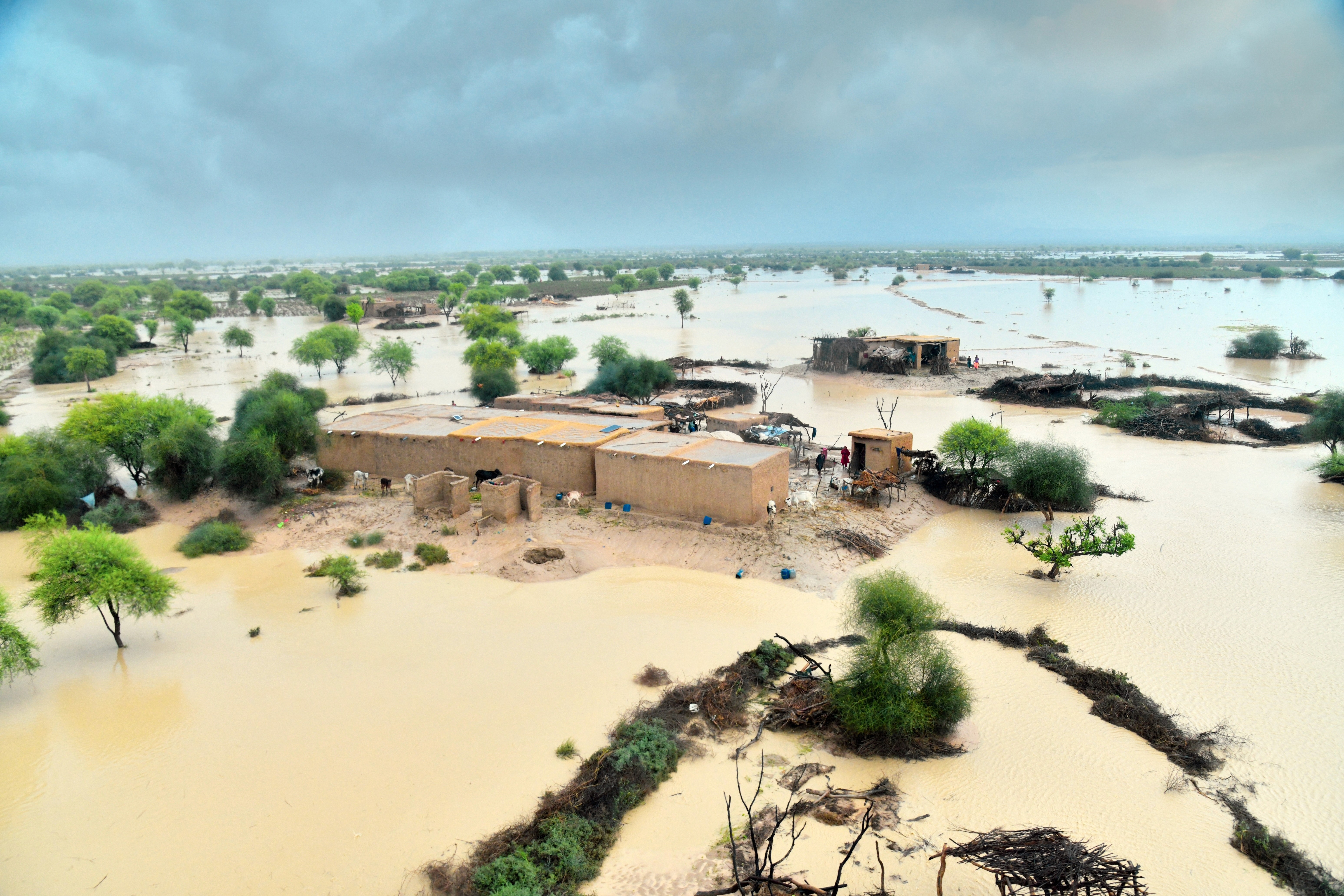 A flooded village
